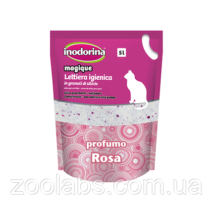 Наповнювач для туалету котів Inodorina Sanitary Litter (з ароматом троянди) 5 л, фото 1