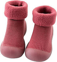 Носочки-ботиночки для малышей с не скользящей подошвой 18/19(11,5 см внутренняя длина) Бордовый (vol-9238)