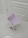 Підставка для сумки, білий каркас з велюровим бузковим (ліловим) текстилем, фото 3