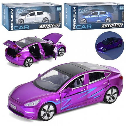AP-1779 Машина Тесла АвтоСвіт, 1:32, метал, інерція, 15 см, звук, світло, коробка 20,5-9,5-8,5 см, фото 1