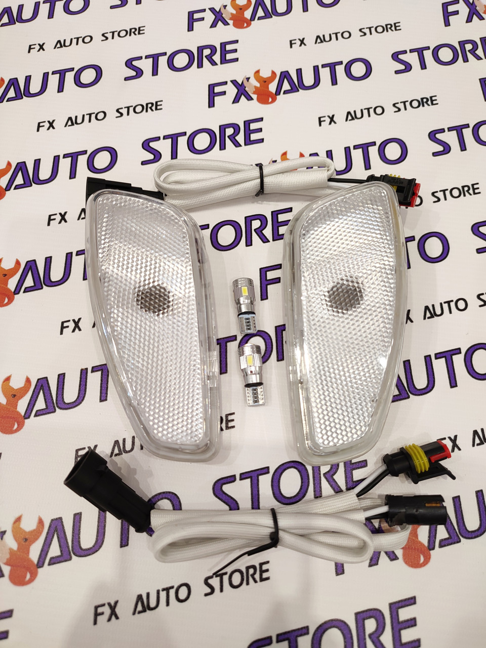 Вказівник повороту у крило, повторювачі Пара Білі Jeep Renegade +led лампа +проводка 68247164AA 68247165AA