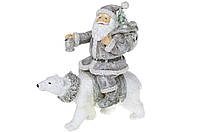 Новогодняя декоративная статуэтка Санта верхом на медведе, 17.5см