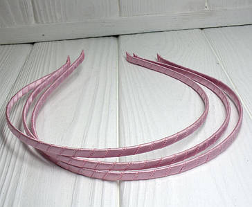 Обруч для волос обмотанный атласной лентой (ширина 5мм). Цвет - розовый (сп5нг-1994)
