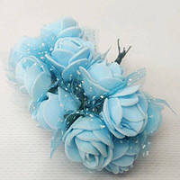 Фоаміранові трояндочки з Фатіном (12шт) колір- Блакитний