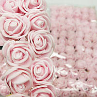 Фоамирановые розочки с Фатином (144шт) Нежно-розовые