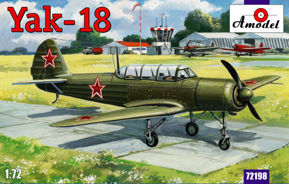 Пластикова модель 1/72 A-model 72198 радянський літак Яковлев Як-18 з двигуном M-12, фото 1