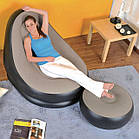 Надувне веломурове крісло диван з пуфом AIR SOFA з насосом для відпочинку Коричневий, фото 5