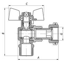 Кран кульовий з накидною гайкою кутовий для газу KOER 1/2" ГШБ (KR.221.G), фото 6