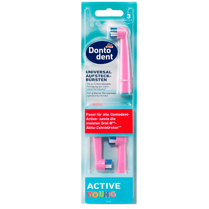 Насадки для дитячої електрощітки Dontodent Active Young Rose 3 шт