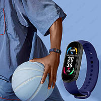 Фитнес браслет м6 (Мужские, Женские), Умные Наручные Спортивные Bluetooth Smart часы для тренировок, синие