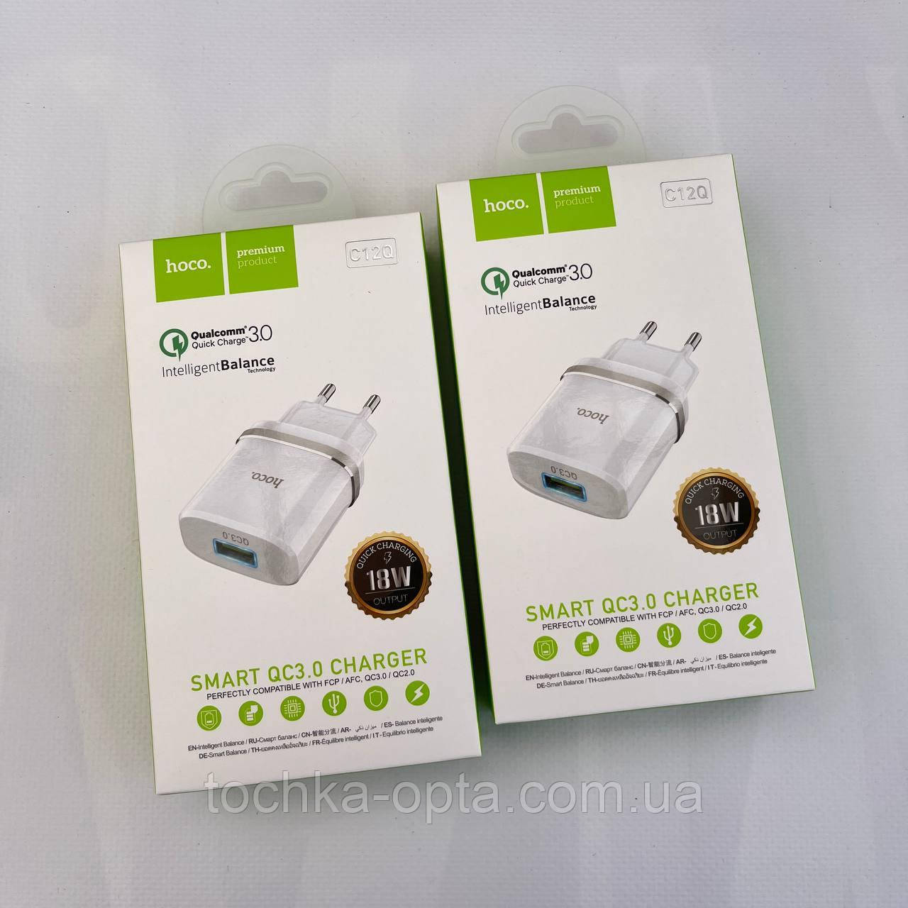 СЗП HOCO C12Q Smart QC3.0 1USB/3A білий