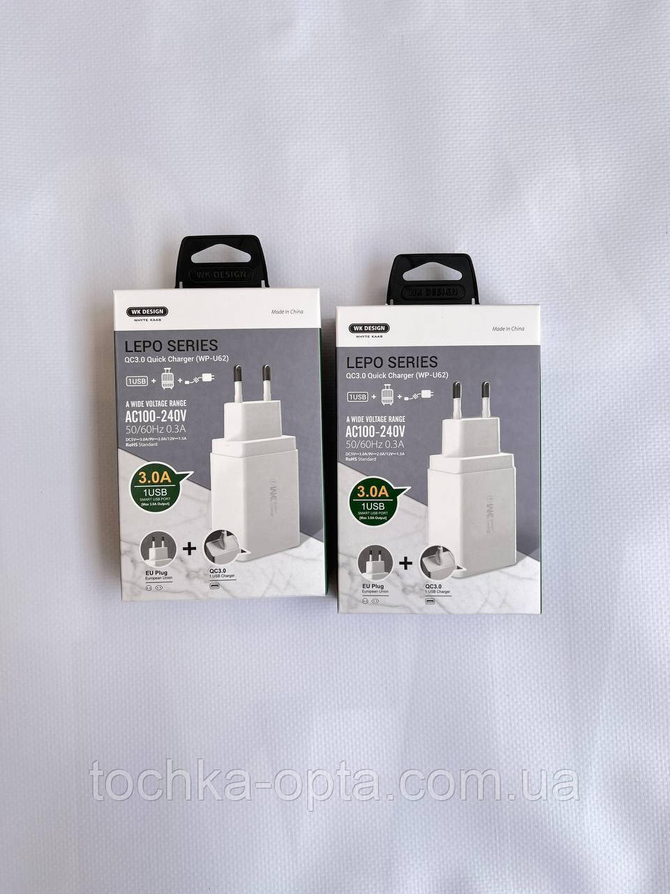 СЗП WK WP-U62 QC3.0 1USB/ 3A білий