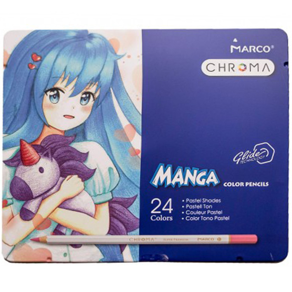 Набор карандашей шестигранных Marco Chroma Manga 24 цвета в метал. пенале 8550-24TN - фото 1 - id-p749925448