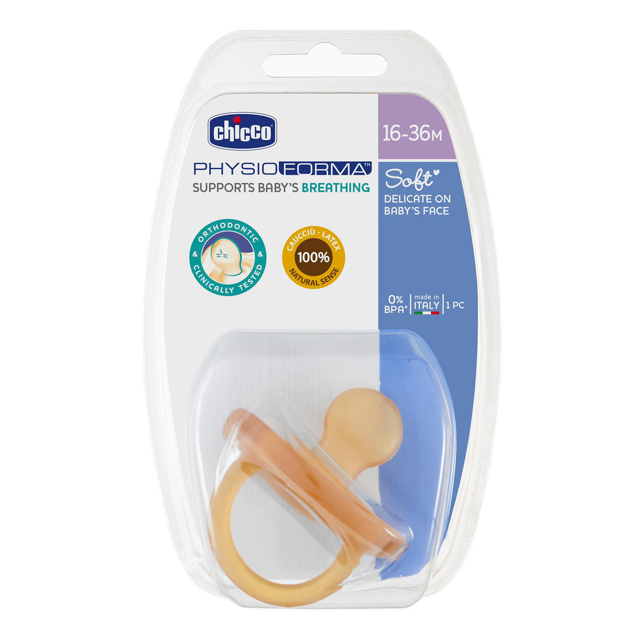 Пустушка латексна (16-36 міс.) Chicco Physio Soft (8058664059454)