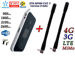 Мобільний модем 4G-LTE/3G WiFi Роутер ZTE MF980 CAT. 9 + 2 антени 4G(LTE) по 4 db