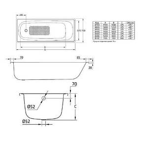 Сталева ванна 150*70 см BLB EUROPA з ніжками, фото 3