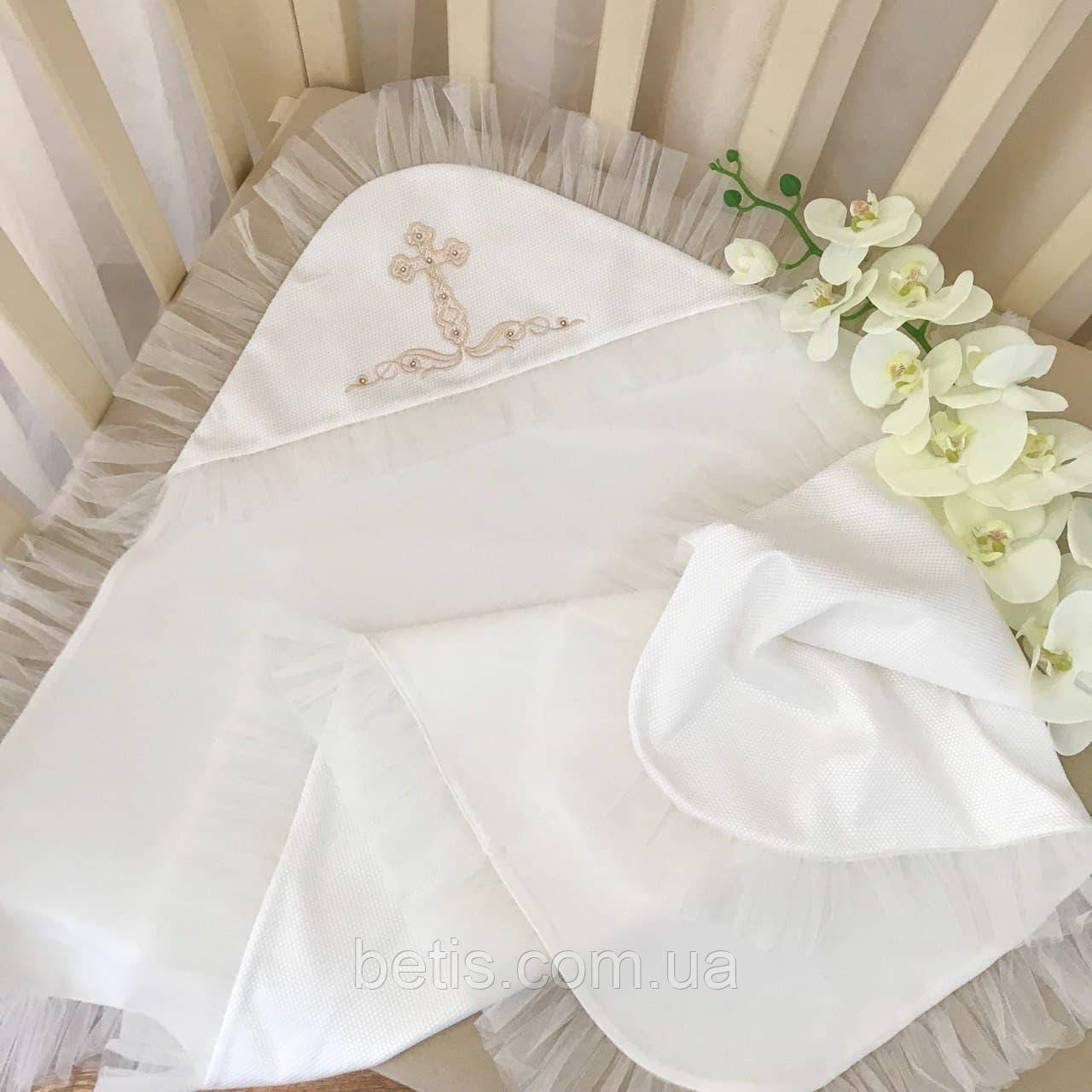 Крижма BetiS "Елеганс" подвійна з вишивкою Молочний Жакард,кулір 27684381 75*80 см, фото 1