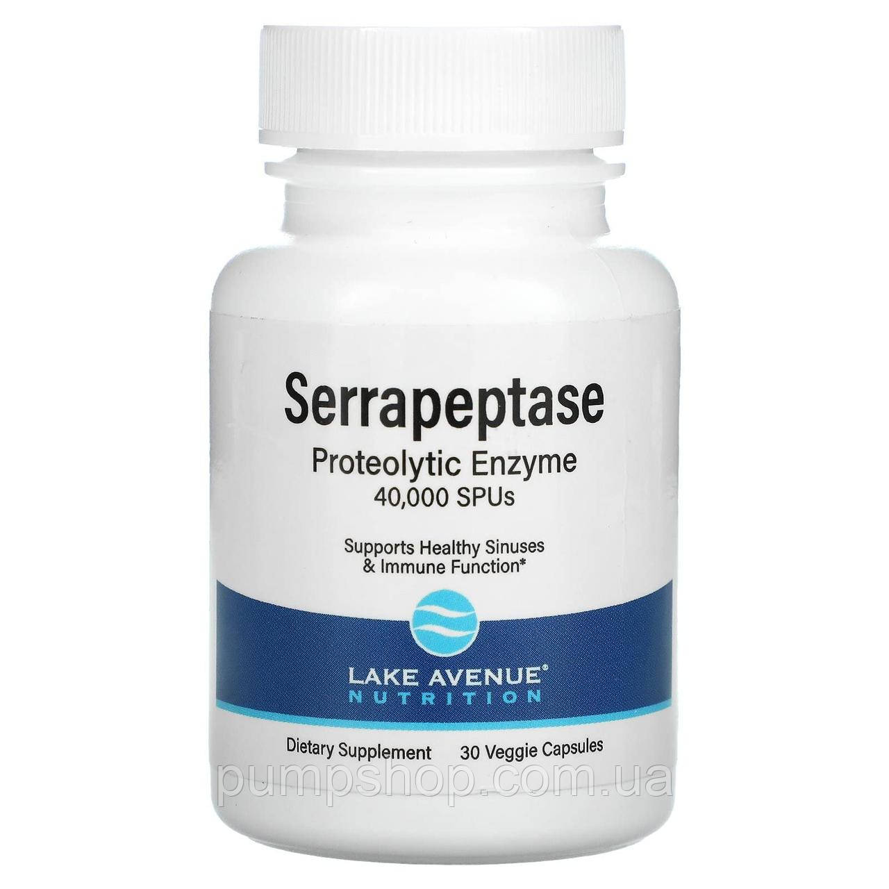 Серрапептаза, протеолітичний фермент Lake Avenue Nutrition Serrapeptase 40,000 SPUs 30 капс.