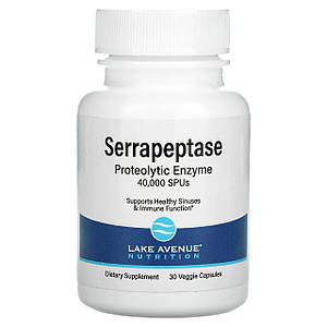 Серрапептаза, протеолітичний фермент Lake Avenue Nutrition Serrapeptase 40,000 SPUs 30 капс.