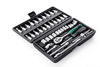 Набір насадок CrV 1/4 (72T) (46шт) (інструментів) торцевих c тріскачкою Сила 252046