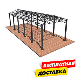 Автомобільний навіс Двоскатний з фермами "Збери Сам" 10000х4000 мм