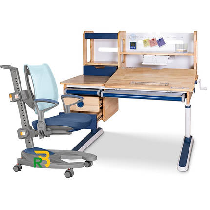 Комплект парта і крісло ортопедичні | Mealux Oxford Wood MAX + Galaxy, фото 2