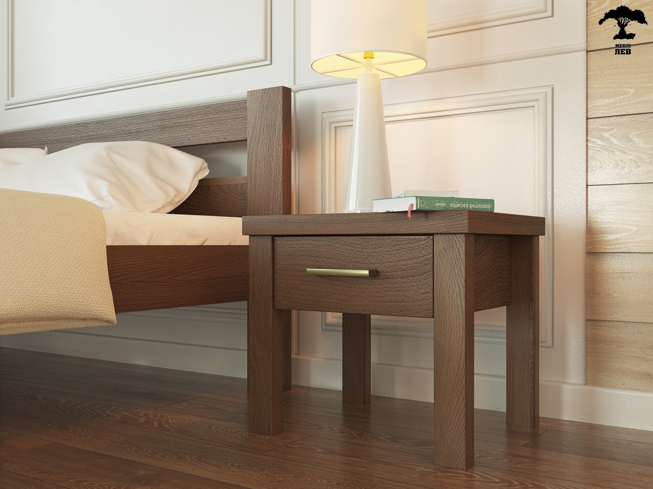 Тумба Прикроватная Т-2 Орех Темный Мебли Лев — Купить Недорого на Bigl ...