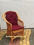 Крісло плетене відпочинкове з лози в наборі з подушкою. Арт:413, фото 4