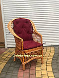 Крісло плетене відпочинкове з лози в наборі з подушкою. Арт:413, фото 8