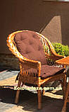 Крісло плетене відпочинкове з лози в наборі з подушкою. Арт:413, фото 2