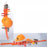 Набір інструментів E88-1 каска, ремінь, молоток, плоскогубці, пила, в сітці, 65-23-8см, фото 2