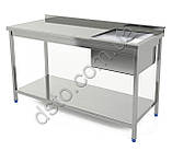 Кухонна мийка справа, зі столом з нержавіючої сталі 1400/600/850 мм, фото 2