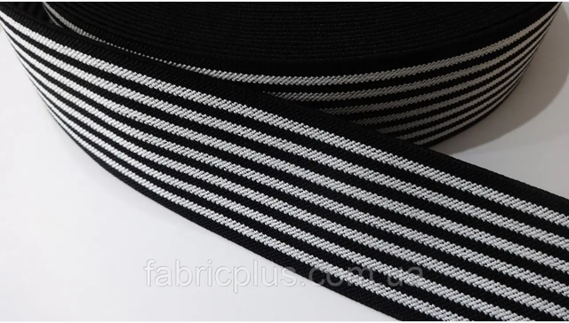 Гумка чорна 5 см в білу смужку