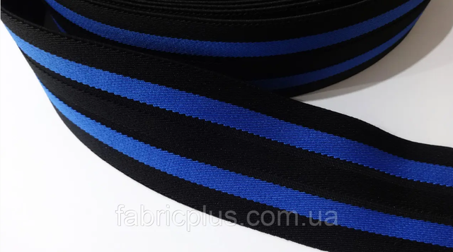 Гумка чорна 6 см в синю смужку