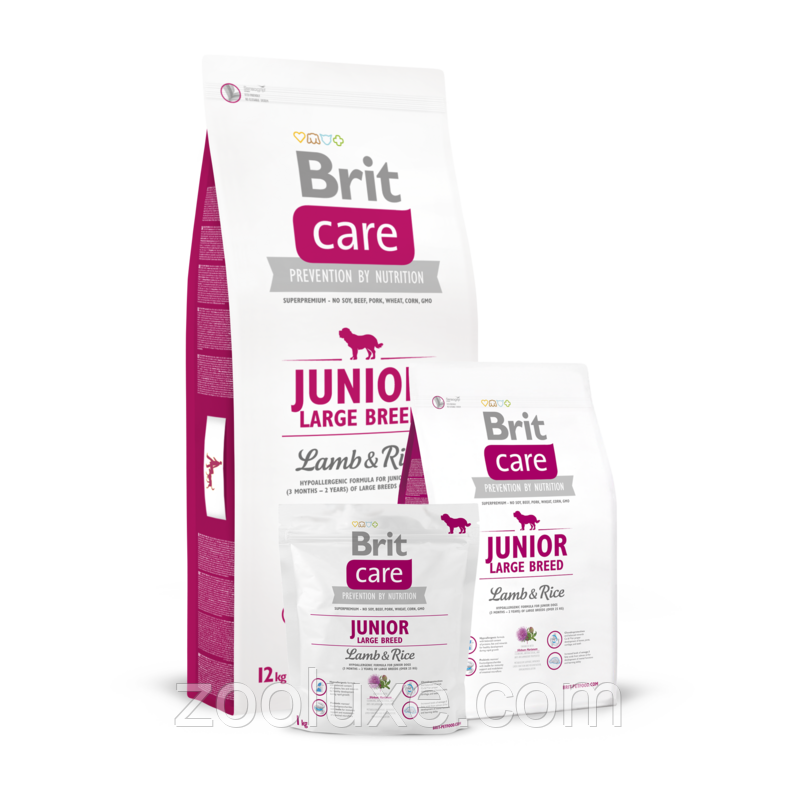 Brit Care Junior Large Breed Lamb & Rice 12 кг / Бріт Джуніор Лардж Бріт Ягнень і Ріс 12 кг - корм для