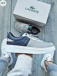 Чоловічі кросівки літні кеди в сітку весна-літо Lacoste сірі. Живе фото, фото 5