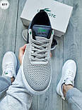 Чоловічі кросівки літні кеди в сітку весна-літо Lacoste сірі. Живе фото, фото 3