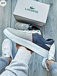 Чоловічі кросівки літні кеди в сітку весна-літо Lacoste сірі. Живе фото, фото 6
