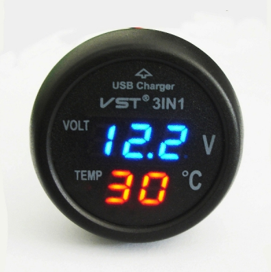Годинник термометр + вольтметр VST 706-5 в прикурювач + USB СІЄК