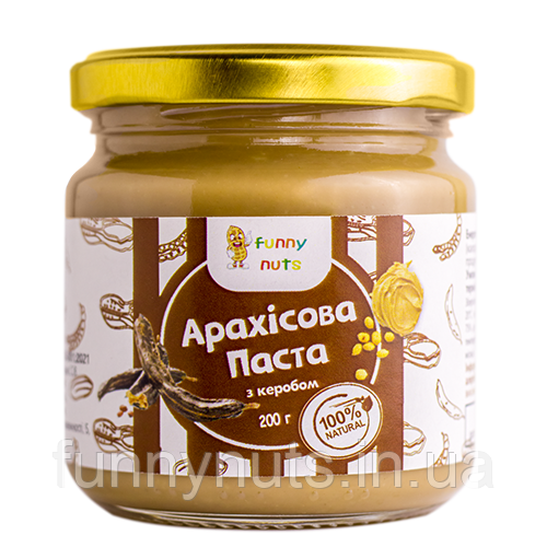 Арахісова паста з керобом Funny Nuts (скло) 200 г, фото 1