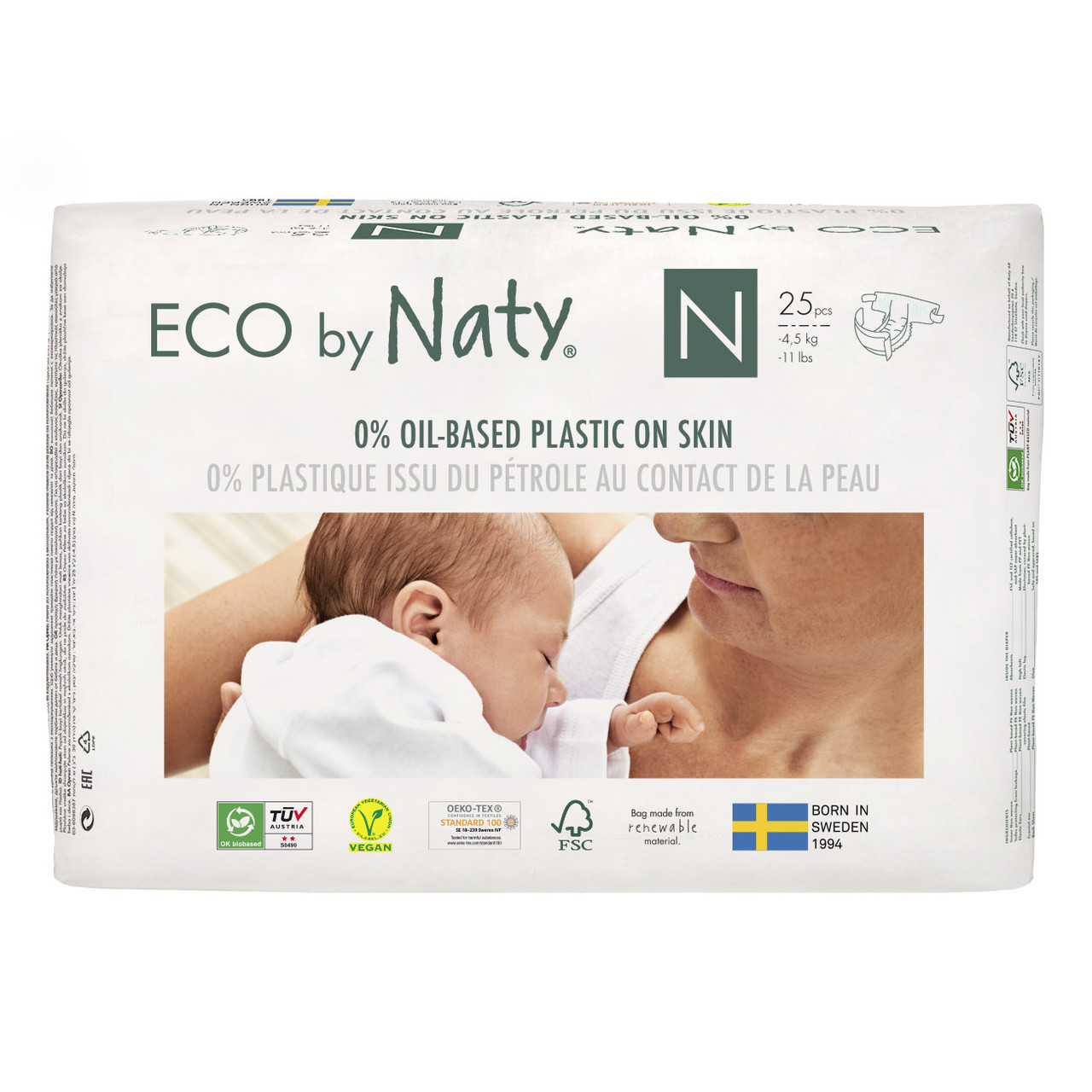 Одноразові дитячі підгузки ECO by Naty Розмір 0 до 4,5 кг., 25 шт.
