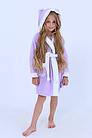 Махровий дитячий халат з капюшоном, 380 г/м2, ліловий на 5 років