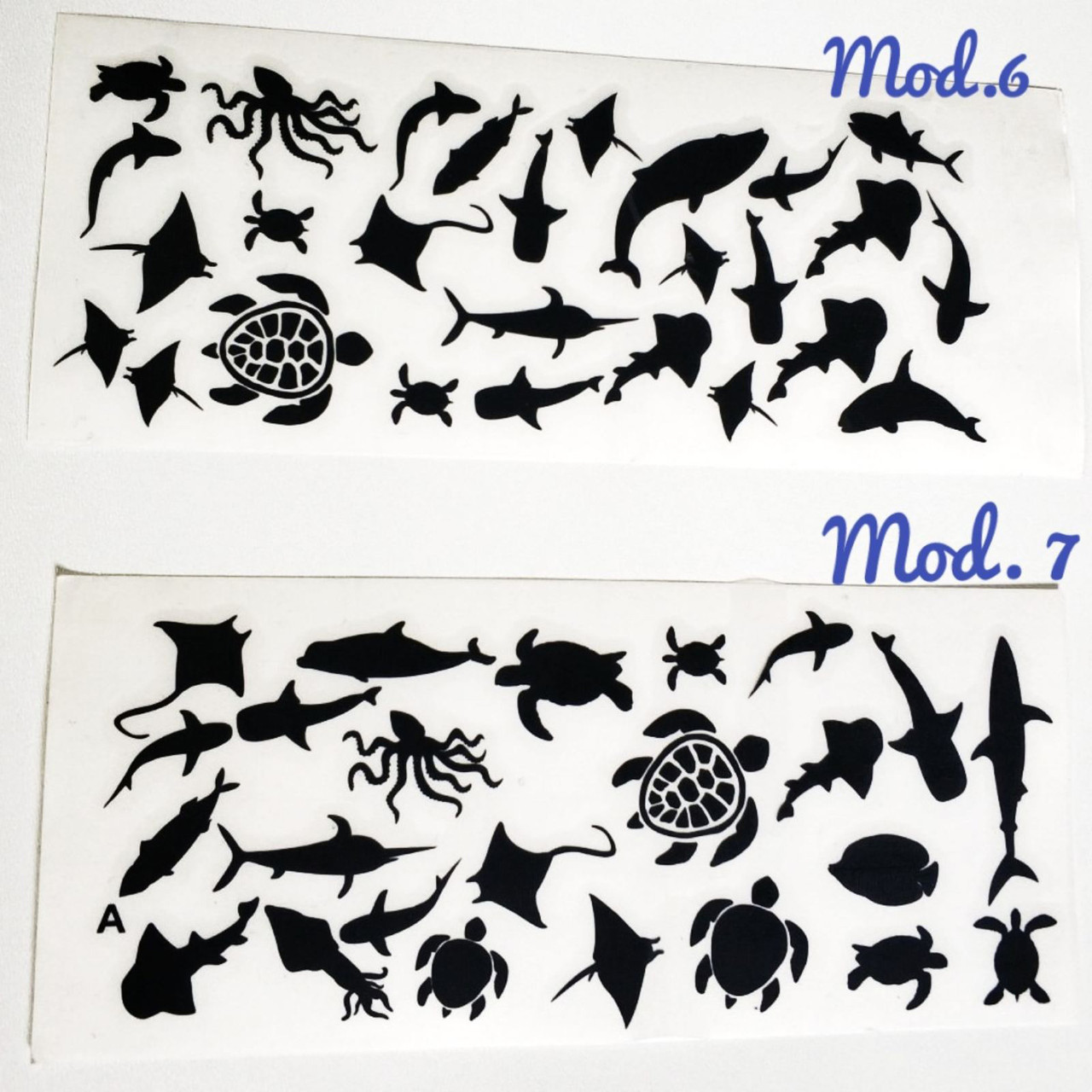 Наклейки колір чорний, сет "Морський Світ" #6. Art Resin Stickers. Для технік ResinArt
