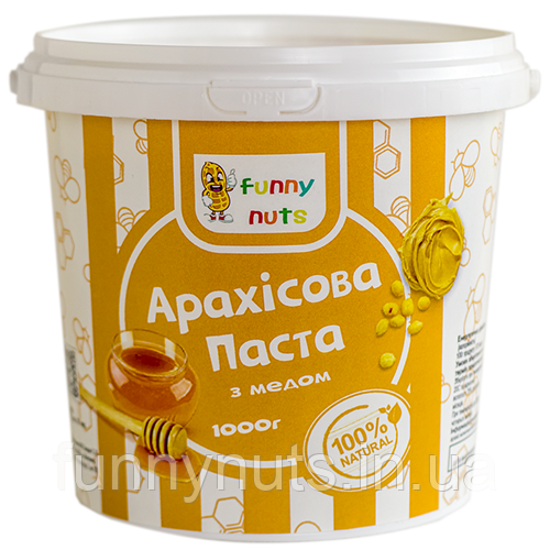 Арахісова паста Funny Nuts з медом 1000г, фото 1