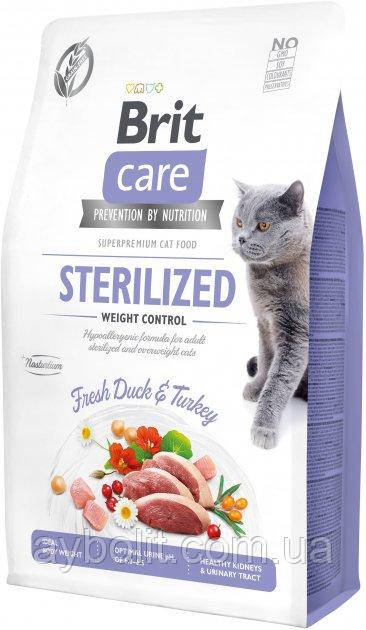 Сухой корм для стерилизованных котов Brit Care Cat GF Sterilized Weight Control с уткой и индейкой 2 кг