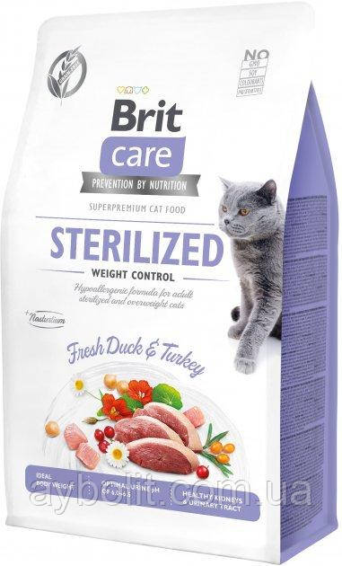 Сухой корм для стерилизованных котов Brit Care Cat GF Sterilized Weight Control с уткой и индейкой 0.4 кг