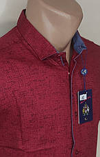 Стильна чоловіча червона теніска ANG vk-0001 приталена в принт Туреччина, чоловіча сорочка короткий рукав XL, фото 3