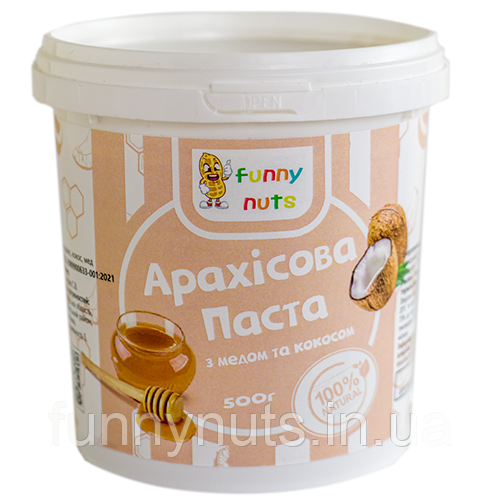 Арахісова паста FunnyNuts з кокосом і медом 500 г