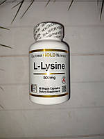 California Gold Nutrition L-Lysine 60 veg caps 500 mg, амінокислота лізин