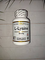 California Gold Nutrition L-Lysine 60 veg caps 500 mg, аминокислота лизин